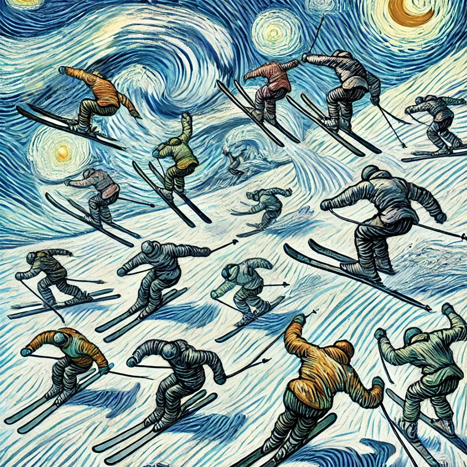 Alpine Anthill Skiing pellicola backlit da Vintage Van Gogh