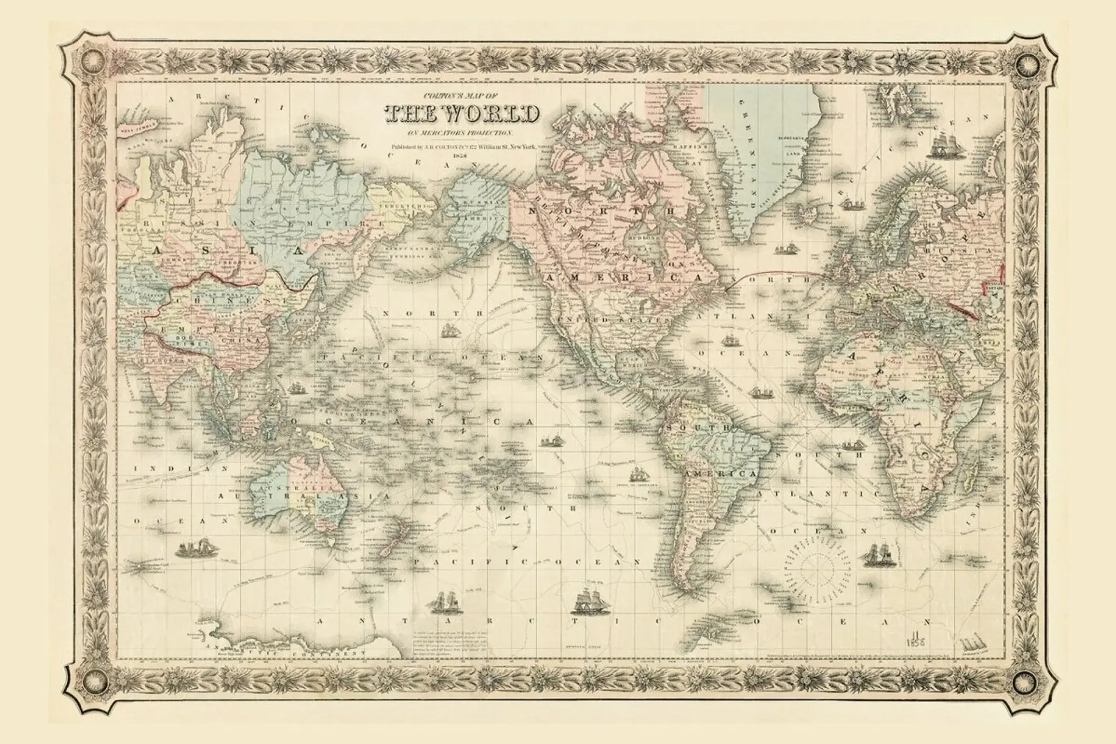 Colton's Map of the World poster da Vintage by JUNIQE