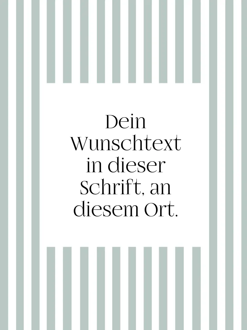Wunschtext mit grünen Streifen poster con telaio in alluminio da WORTSPIEL