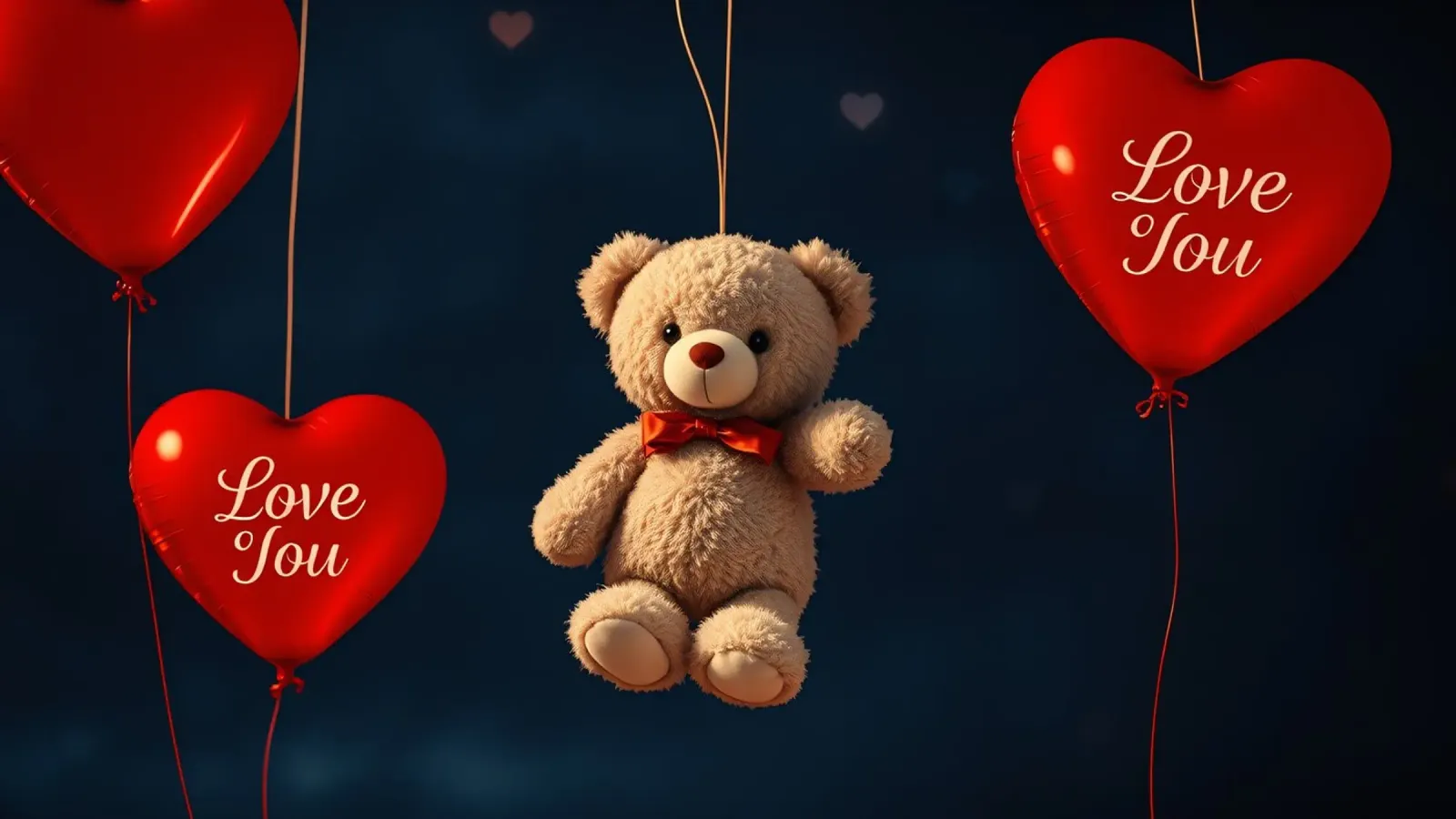 Simpatico orsetto sospeso con palloncini d'amore a forma di cuore rosso plexiglass da DesignDoodle