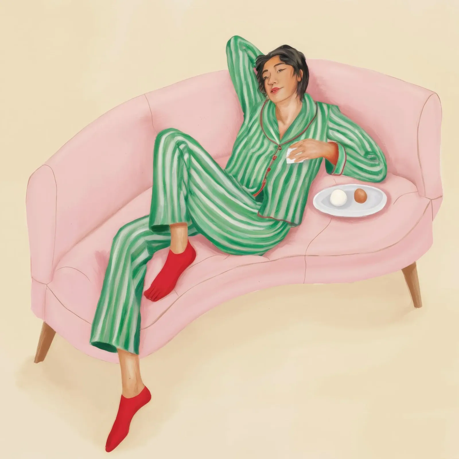 Gelassene Pyjama-Eleganz Forex-Platte von Aether Brush