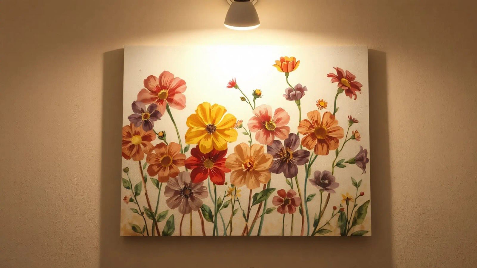 Lebendige florale Kunstwerke an einer Wand Poster von DesignDoodle
