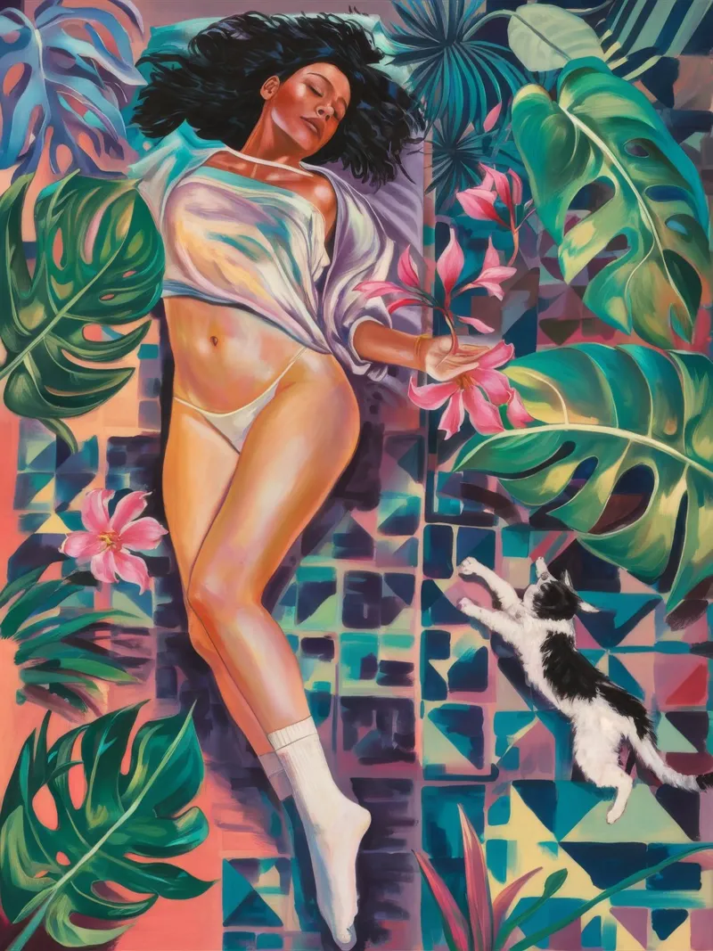 Sogno di svago tropicale poster con telaio in plastica da Ebony Carpenter