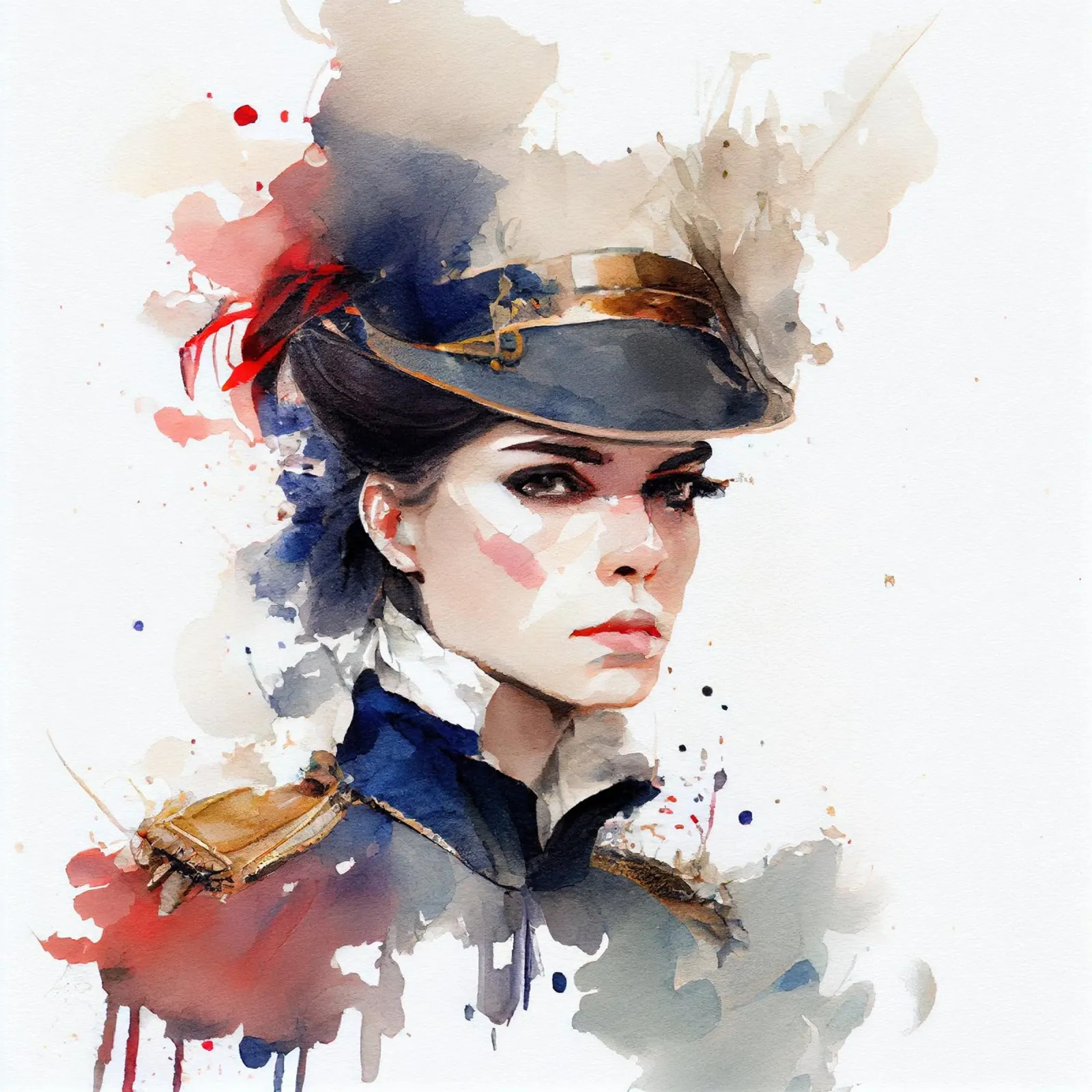Acquerello Donna soldato napoleonico poster da Chromatic Fusion Studio
