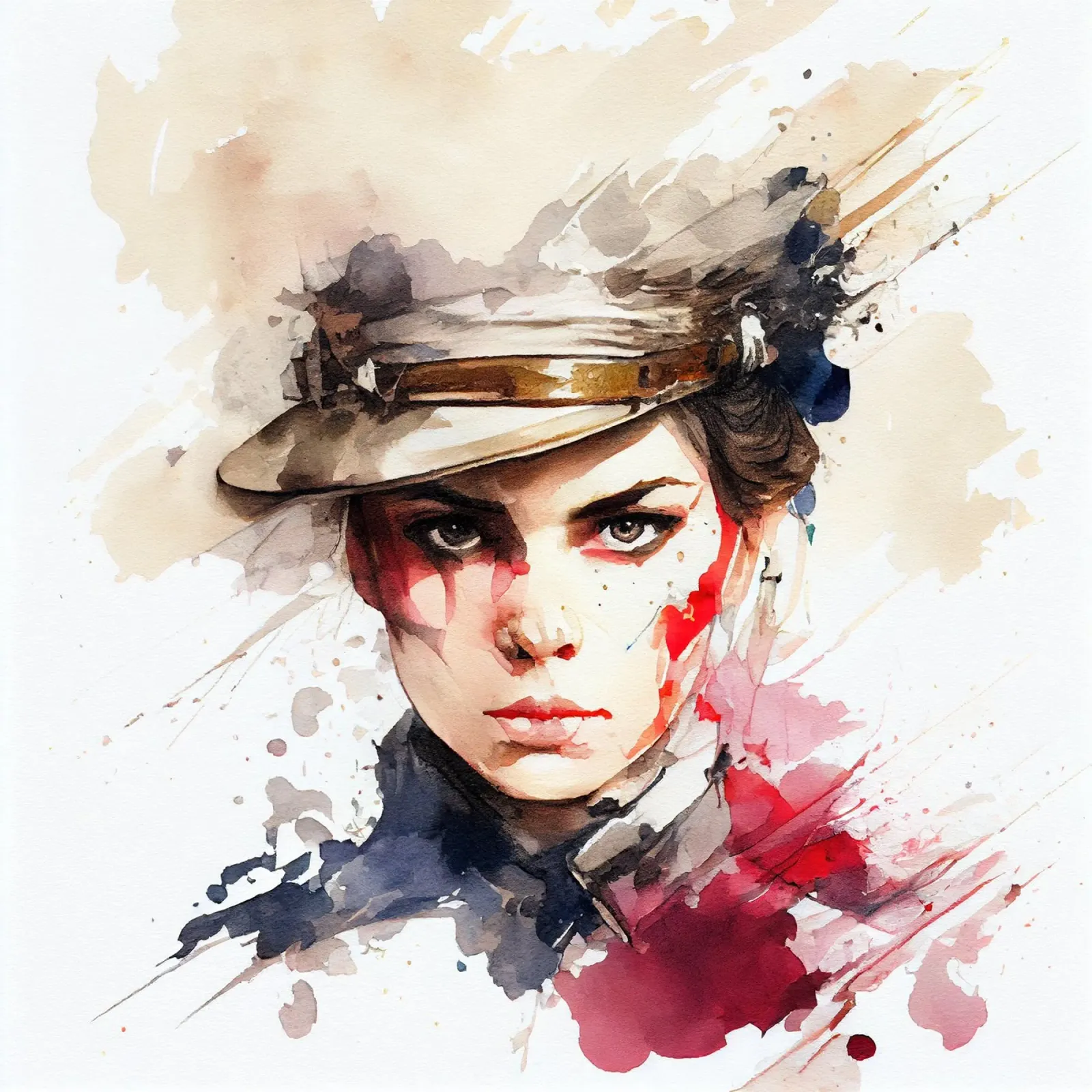 Acquerello Donna soldato napoleonico poster da Chromatic Fusion Studio