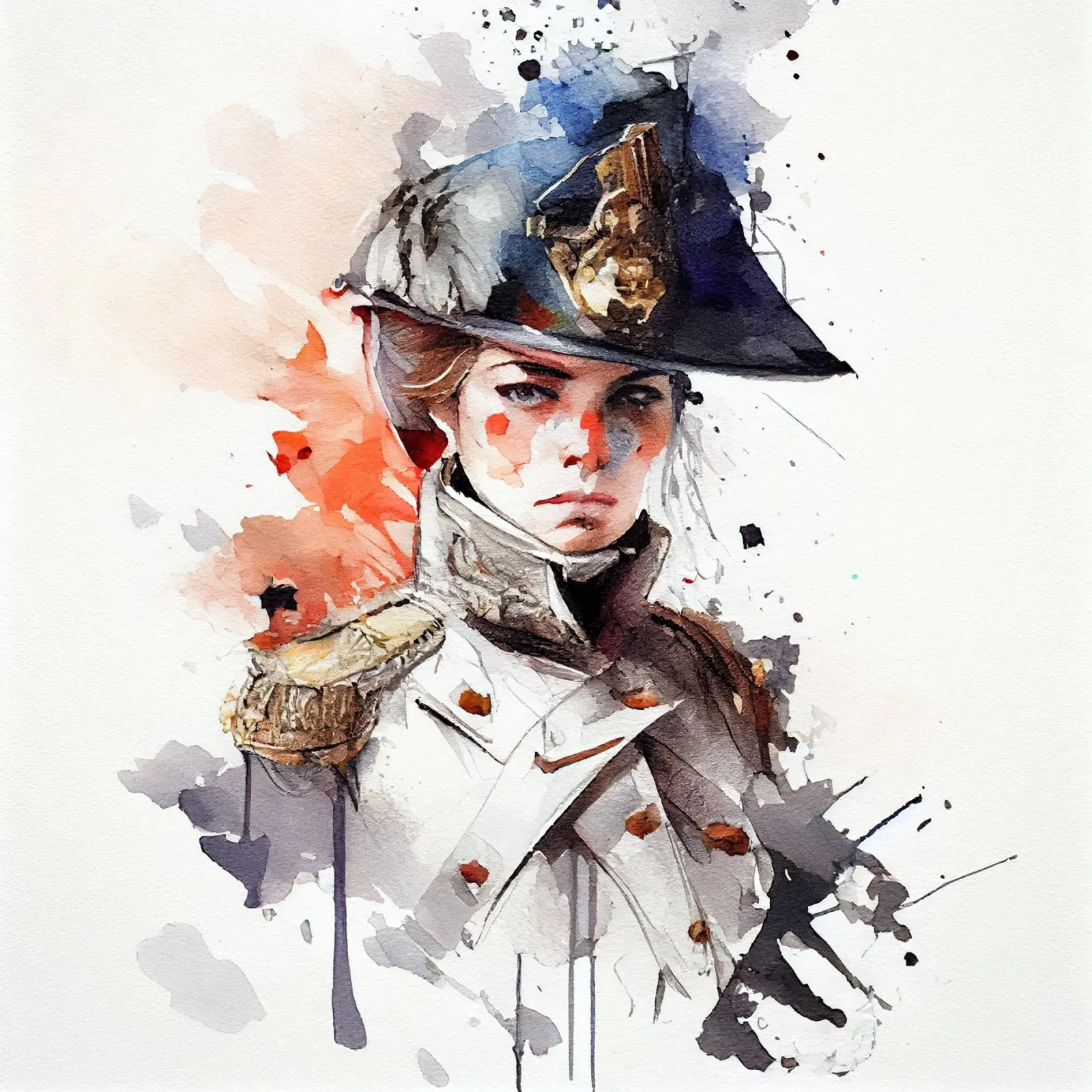 Acquerello Donna soldato napoleonico poster da Chromatic Fusion Studio