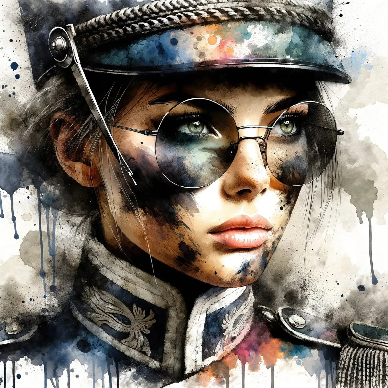 Acquerello Donna soldato napoleonico poster da Chromatic Fusion Studio