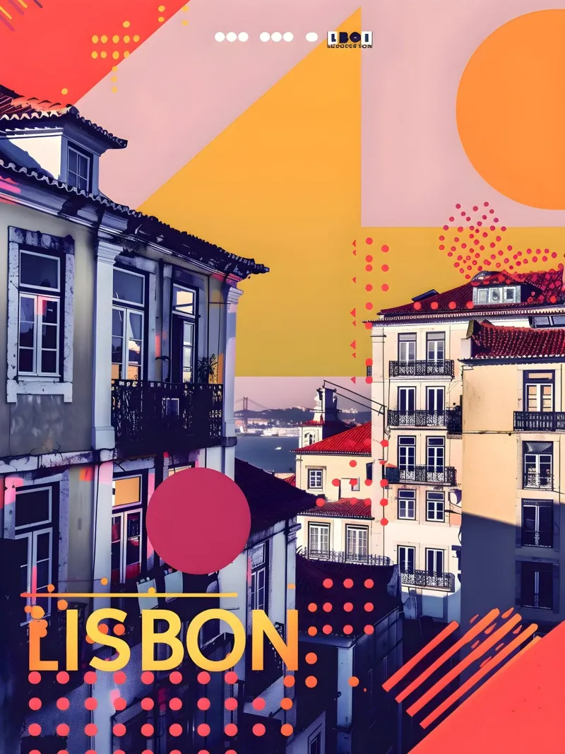 Lissabon abstrakte Kunst pellicola backlit da Vintage Travel Art