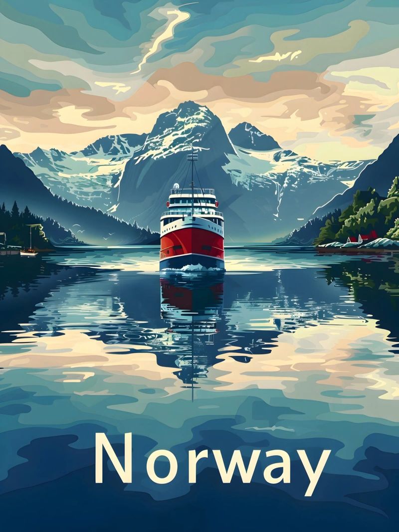 Norwegen Fjord Reiseposter Poster von Vintage Travel Art
