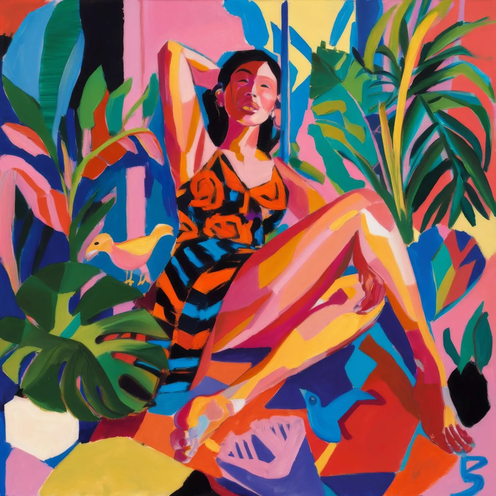 Esplosione di colori tropicali poster con telaio in plastica da Ebony Carpenter