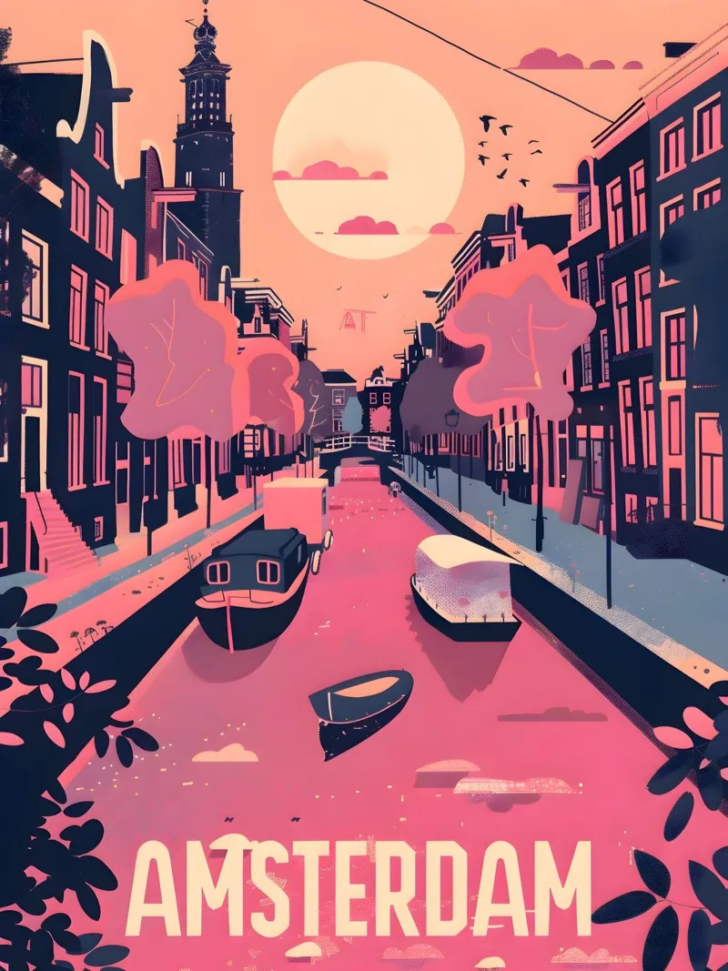 Amsterdam vintage Reiseposter pellicola backlit da Vintage Travel Art
