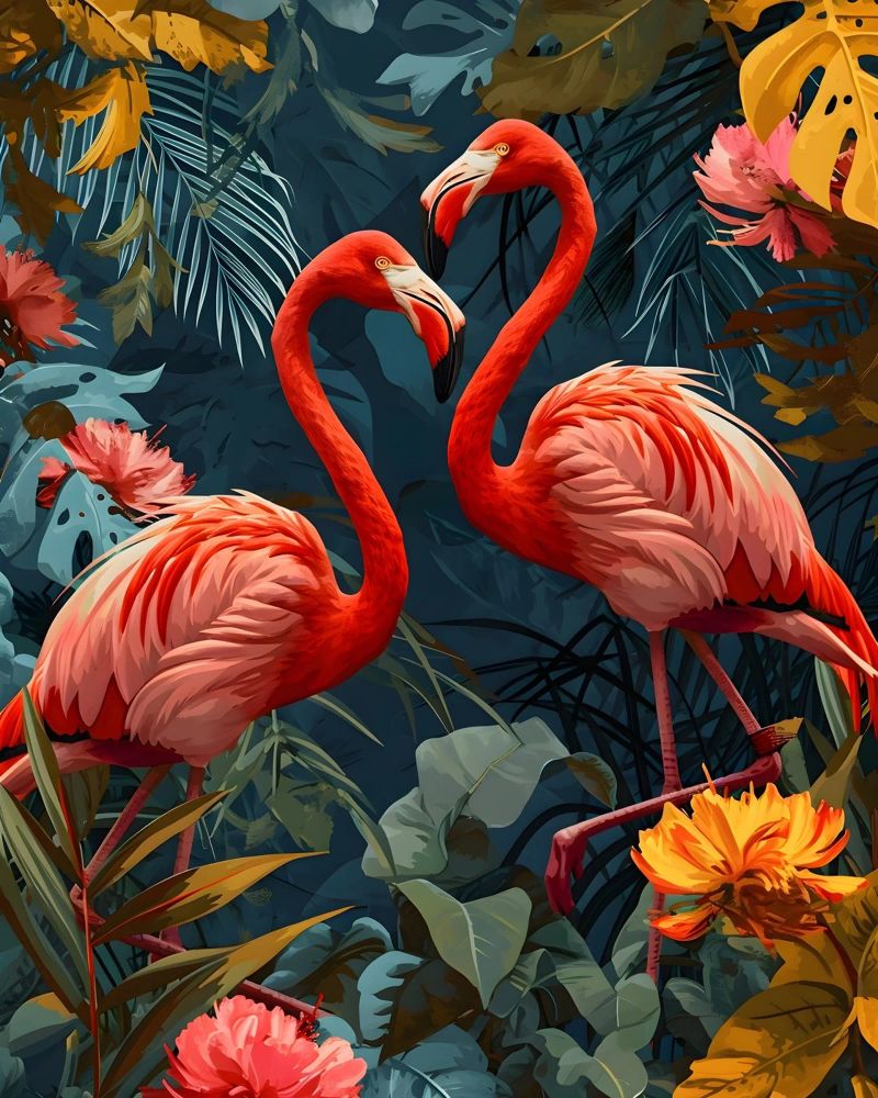 Flamingos Vintage Portrait poster de Vintage Travel Art