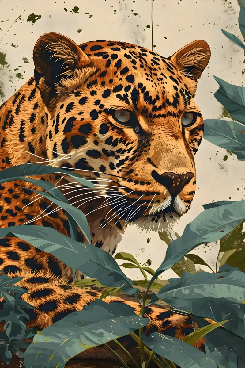 Leopard vintage Porträt pellicola backlit da Vintage Travel Art