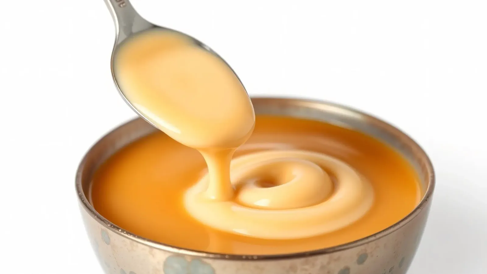 Una cremosa salsa per dessert si trasforma in una ciotola che mette in risalto il ricco color oro. poster da DesignDoodle