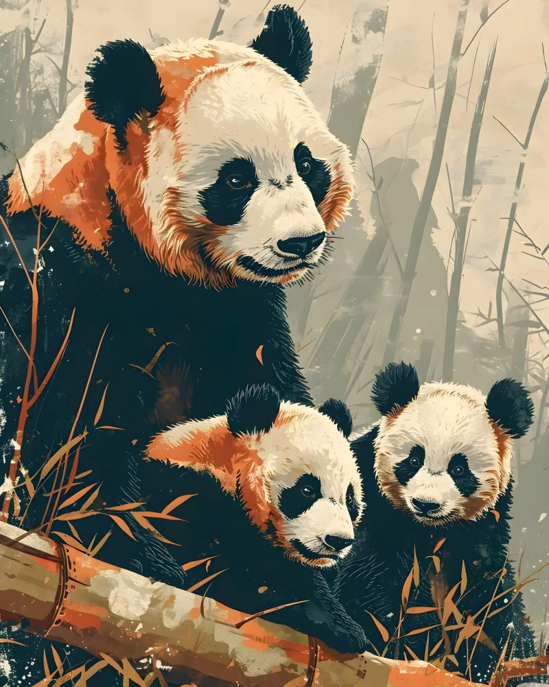 Panda Vintage Kunst pellicola backlit da Vintage Travel Art