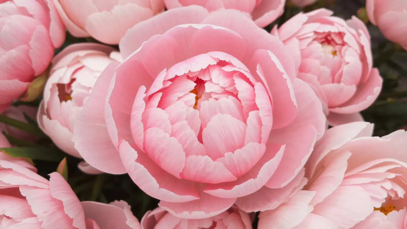 Wunderschöne rosafarbene Pfingstrosen in voller Blüte, die zarte Kunstwerke präsentieren Hahnemühle von DesignDoodle
