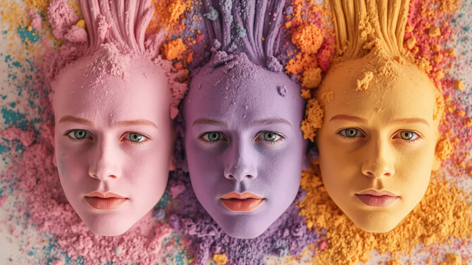 Polveri colorate espressione artistica con volti coperti poster da DesignDoodle