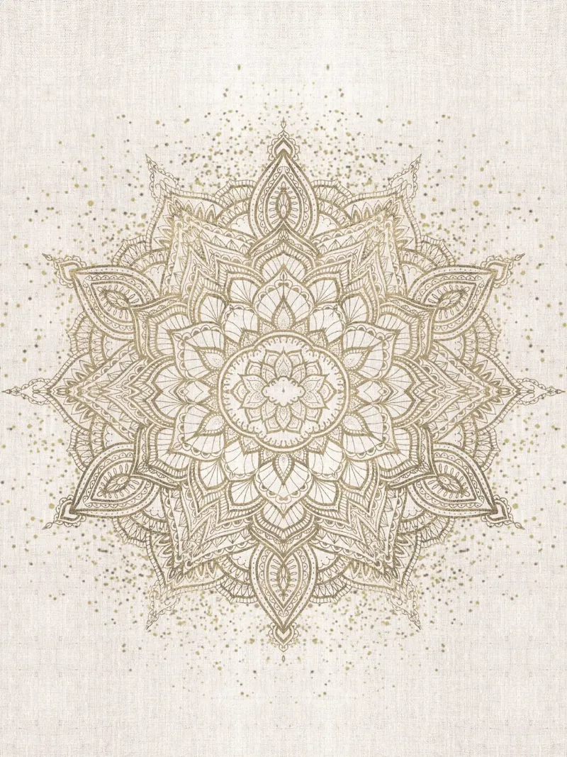 Mandala boho scintillante oro e avorio beige pellicola backlit da Bloomery Decor