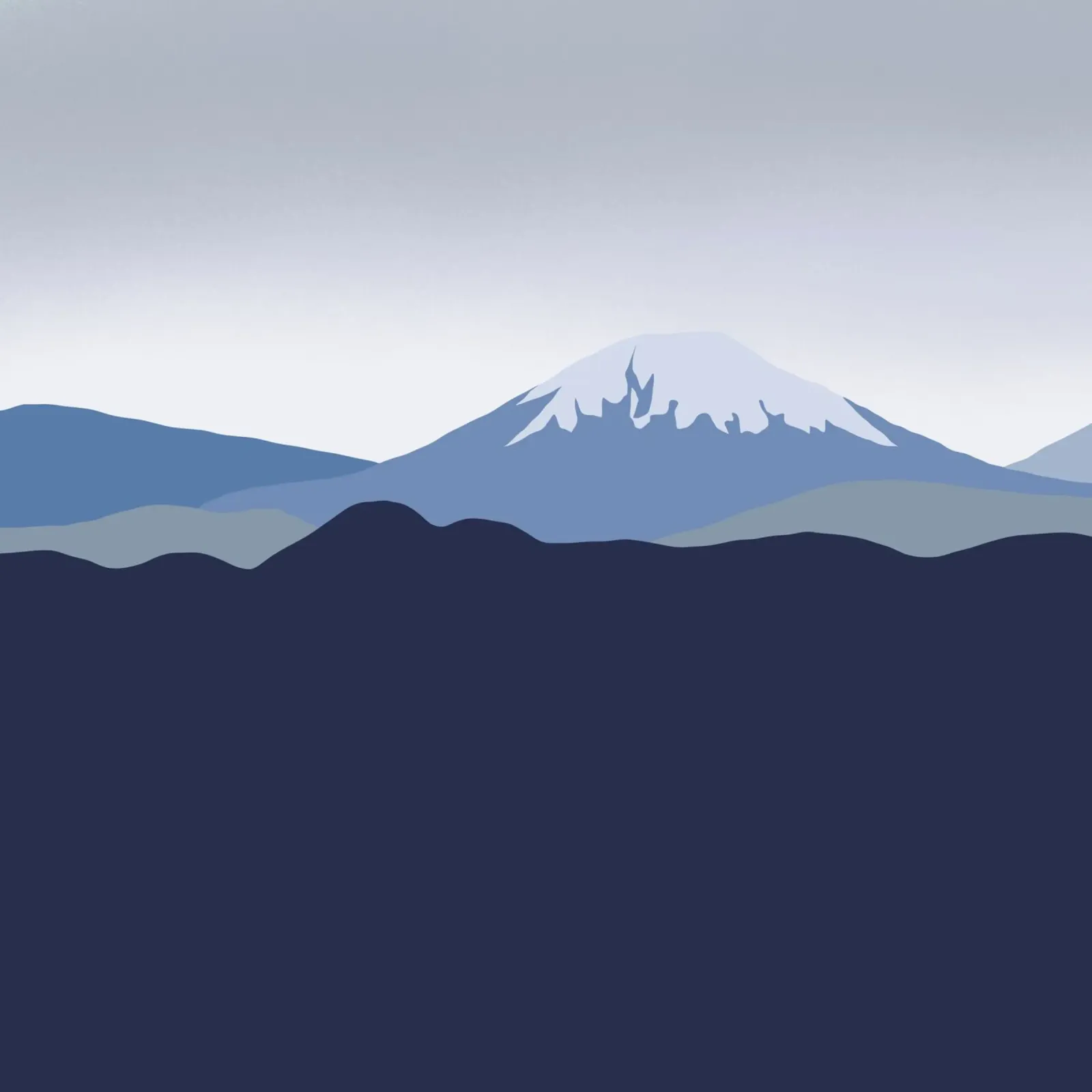 Snow mountain from afar canvas with Floater frame by Little Dean
