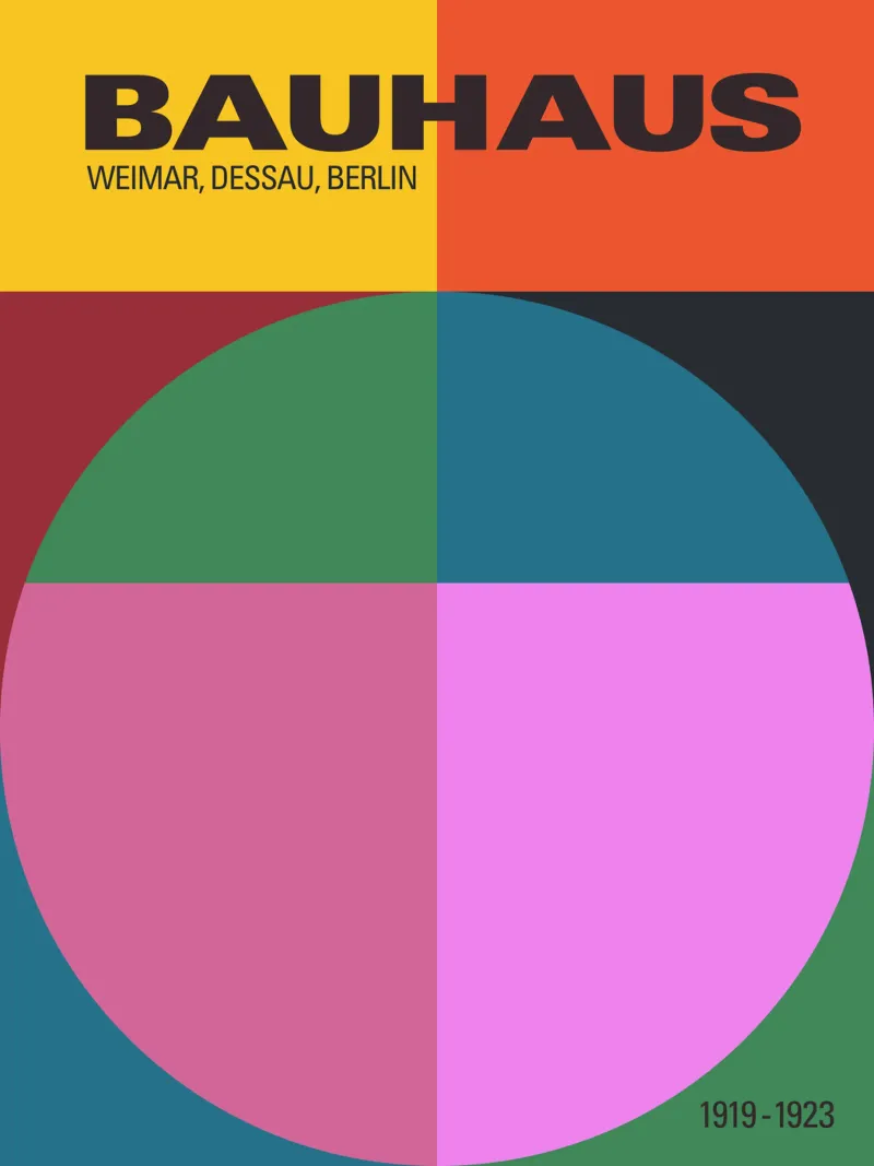Kleurrijke Bauhaus Geometrische Kunstdruk Modernistisch Ontwerp canvas met Baklijst van THE MOTIVATED TYPE