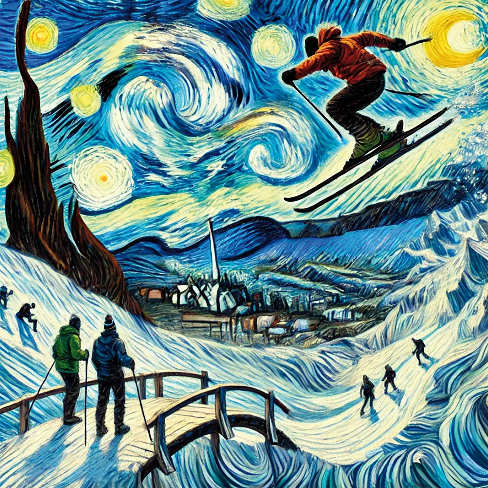 Bridge into Winter Wonderland pellicola backlit da Vintage Van Gogh