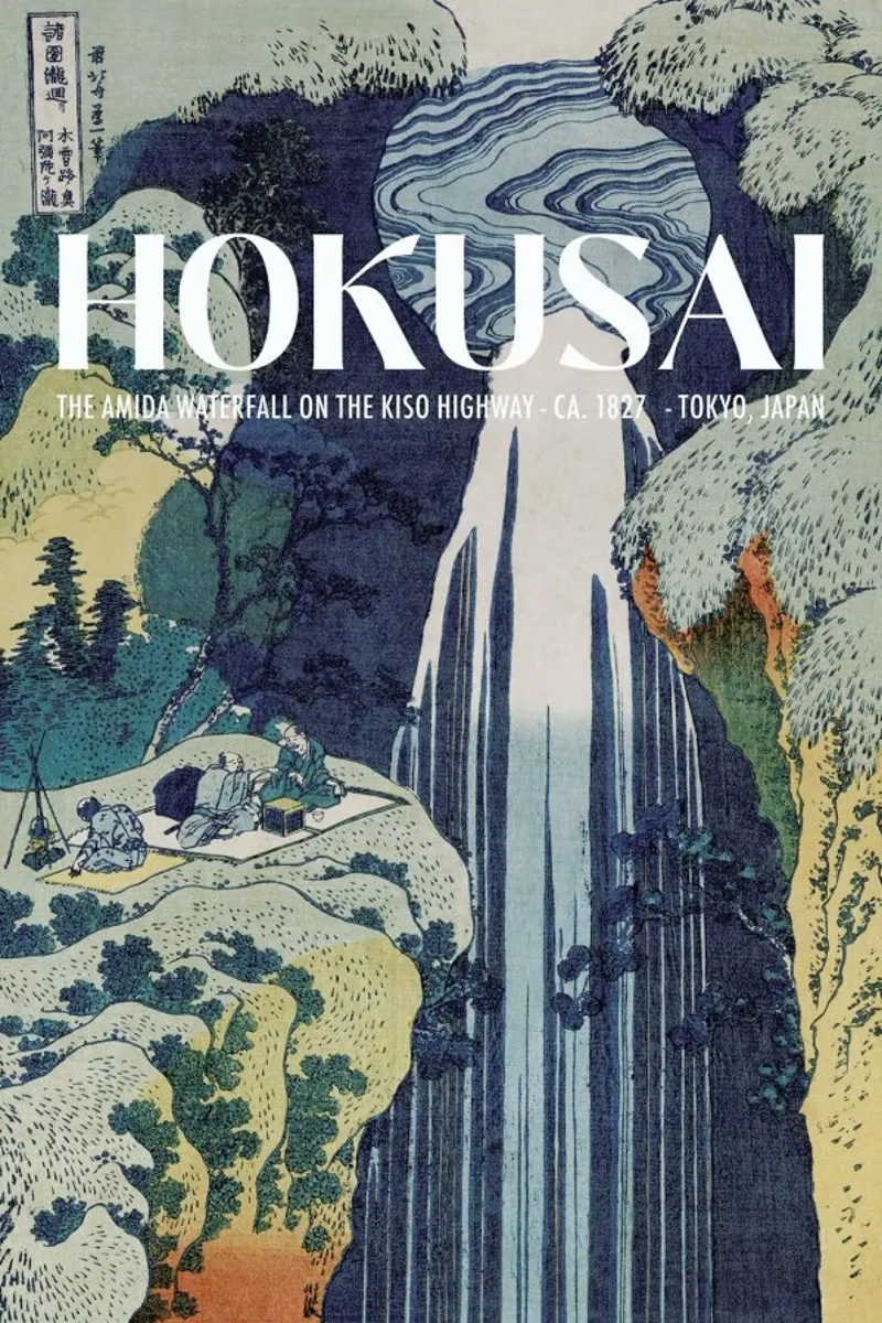 Hokusai - The Amida Waterfall on the Kiso Highway ca. 1827 poster con telaio in alluminio da Vintage by JUNIQE