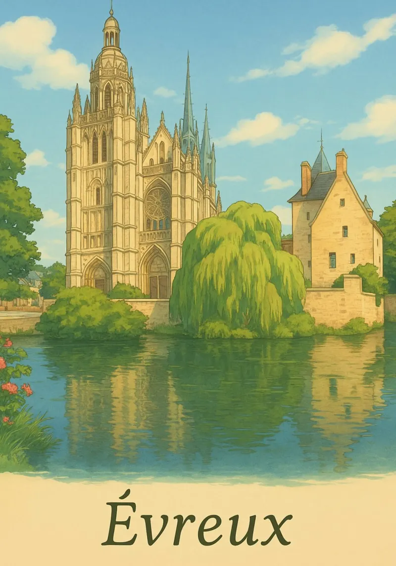 Évreux in Normandy - Cathedral in postcard mode canvas with Floater frame by PrintMoiUnTruc