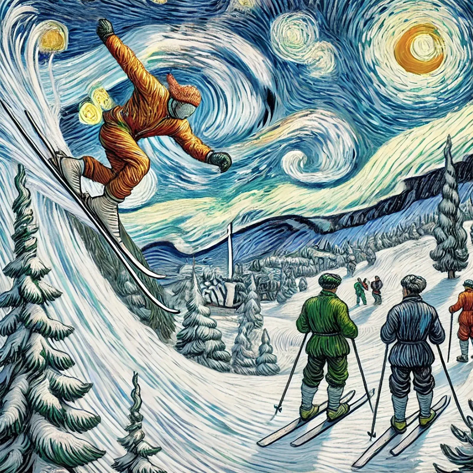 Retro Yeti Ski Attack pellicola backlit da Vintage Van Gogh