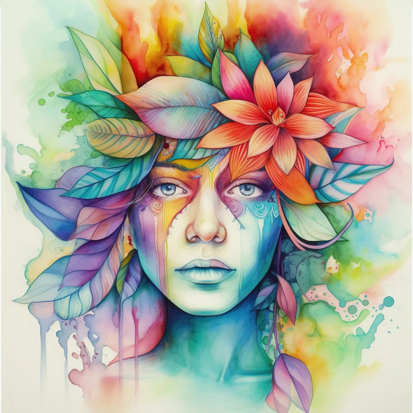 Acquerello Donna tropicale poster da Chromatic Fusion Studio