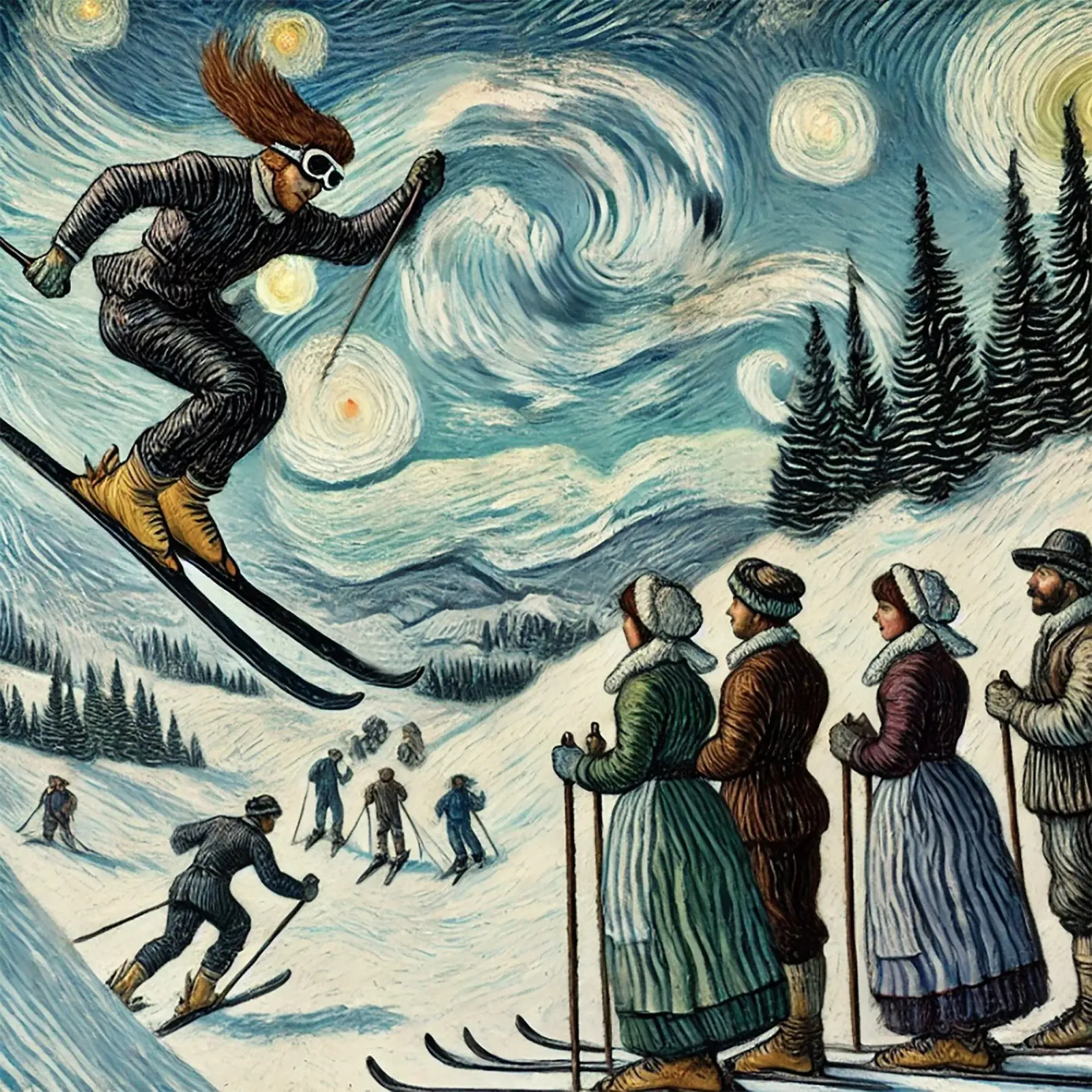 Skiing Witchhunt pellicola backlit da Vintage Van Gogh