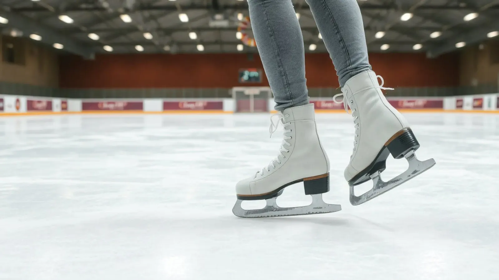 Skater glides effortlessly across the ice at a local rink canvas by DesignDoodle