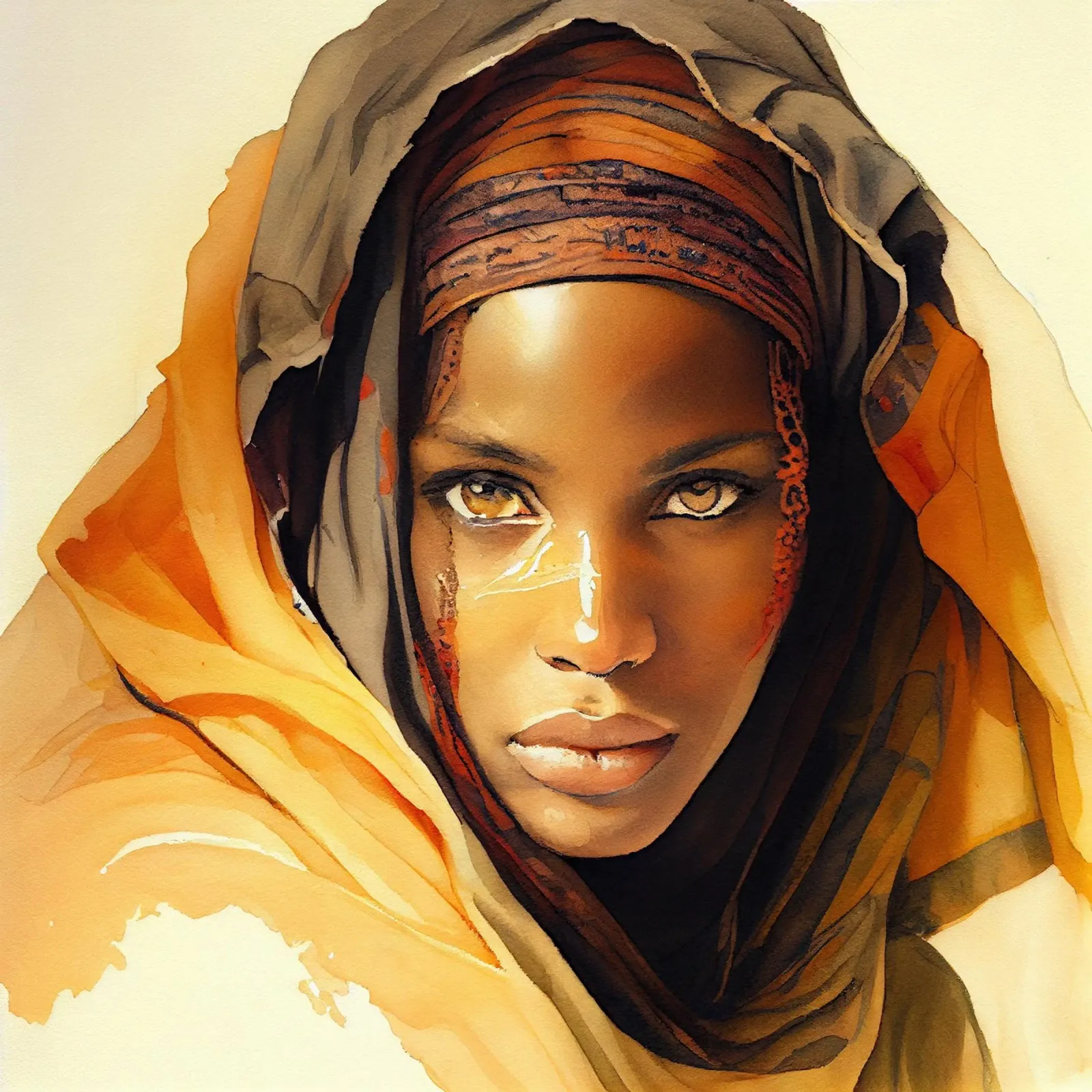 Aquarell Tuareg Frau Hahnemühle von Chromatic Fusion Studio