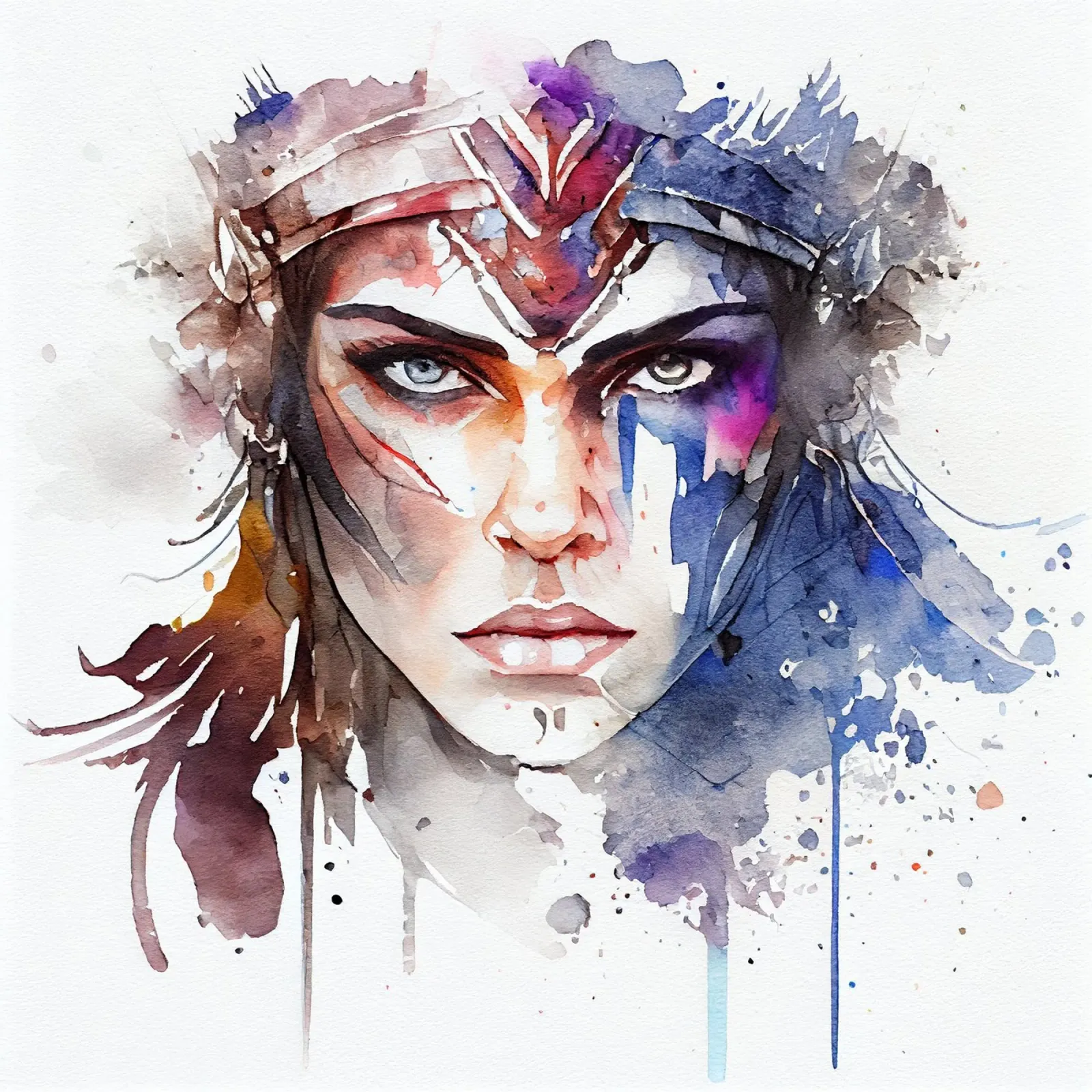 Acquerello Donna guerriera poster da Chromatic Fusion Studio