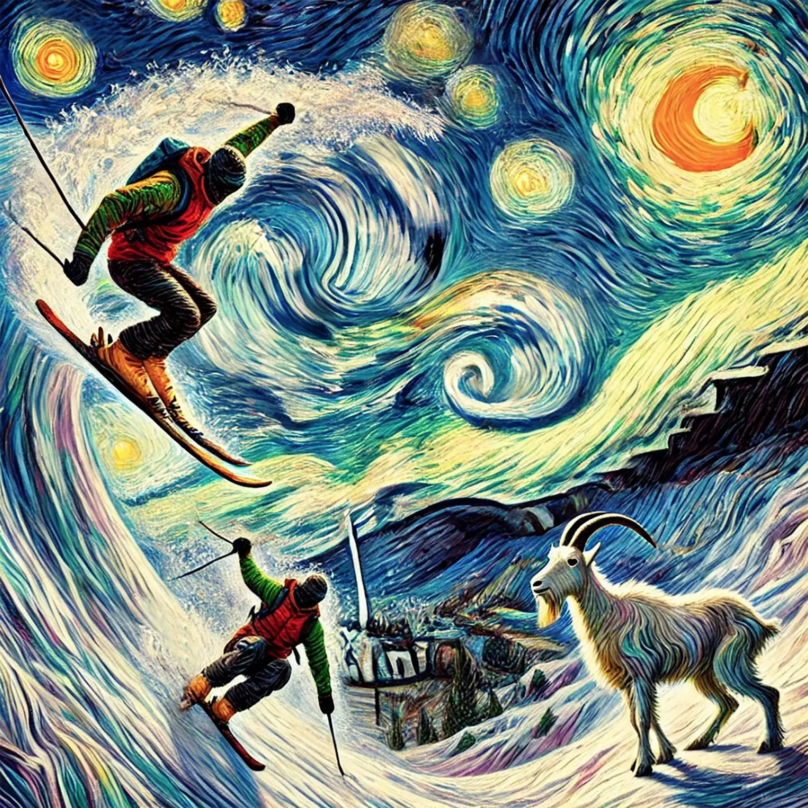 Vintage Skiing Goat G.O.A.T. poster con telaio in legno da Vintage Van Gogh