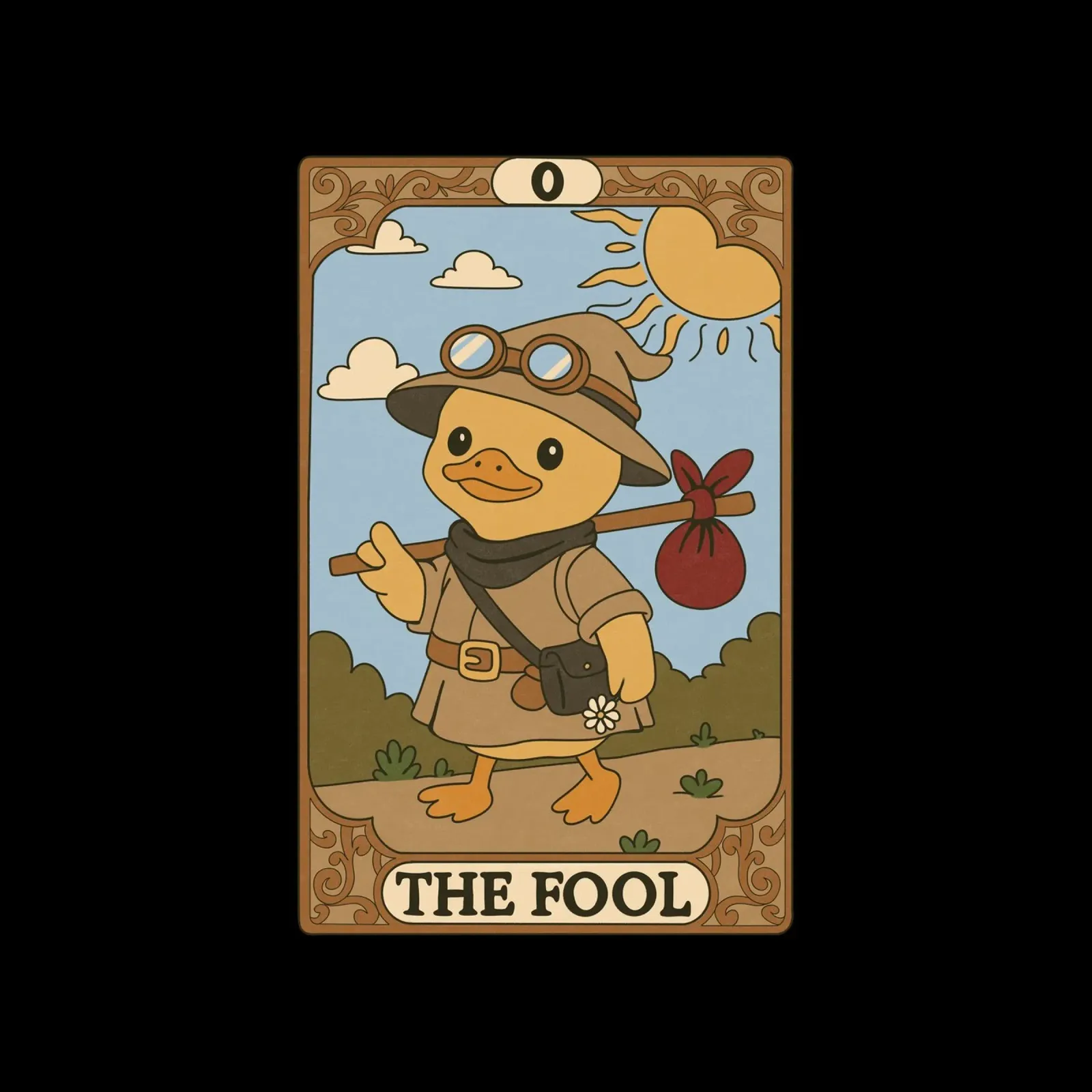 Duck Tarot - The Fool canvas with Floater frame by Loobs