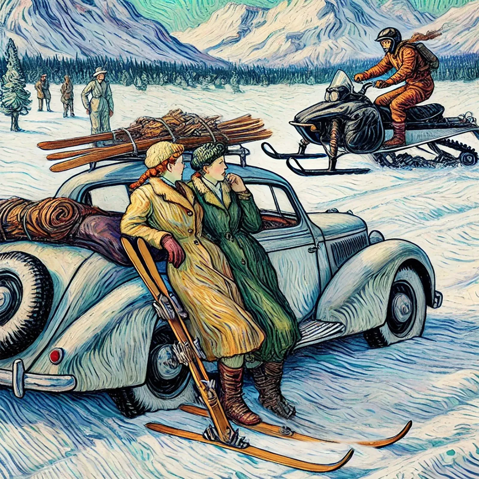 Vintage Snow-Mobile poster con telaio in alluminio da Vintage Van Gogh