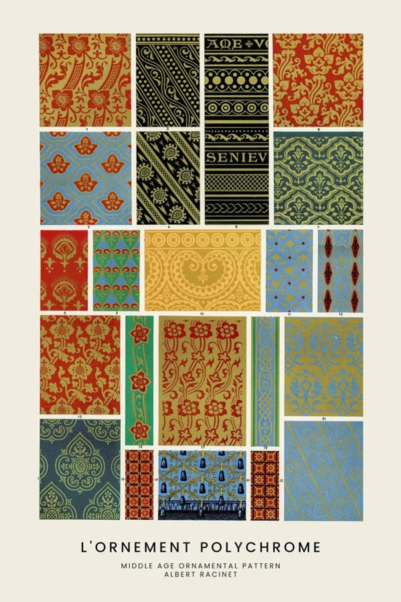 Racinet -  Medieval  Ornamental Pattern III metacrilato de Vintage by JUNIQE