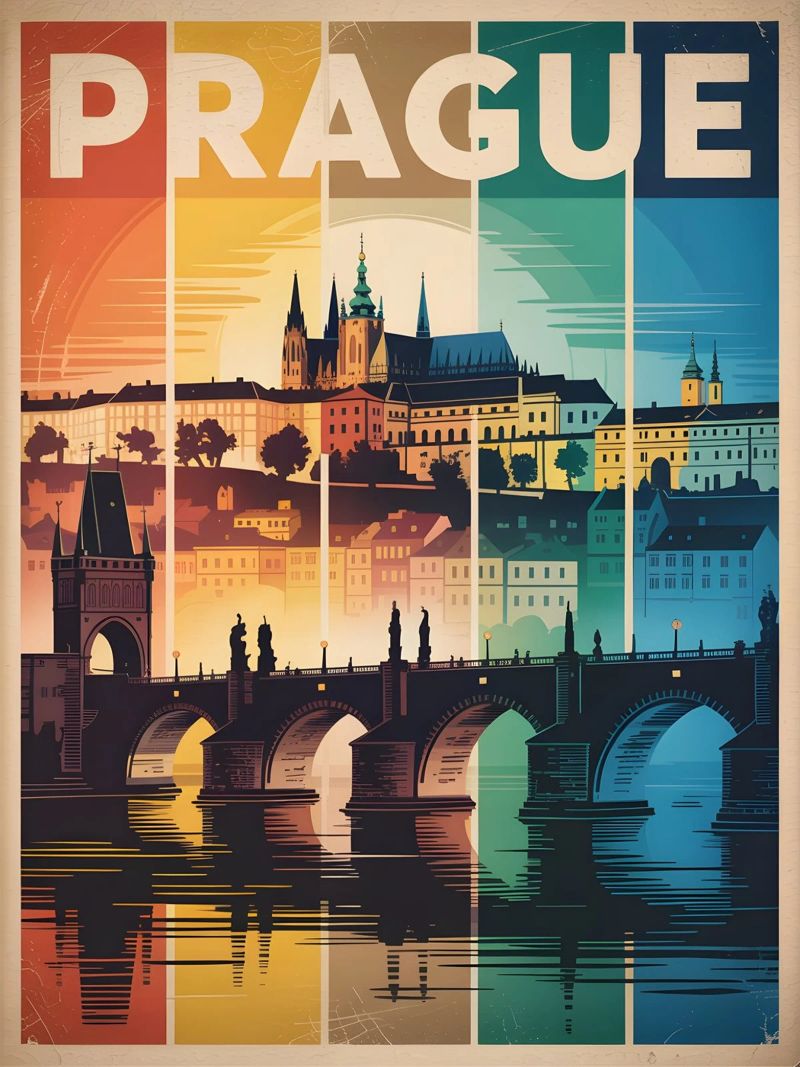 Prag vintage Kunst poster de Vintage Travel Art