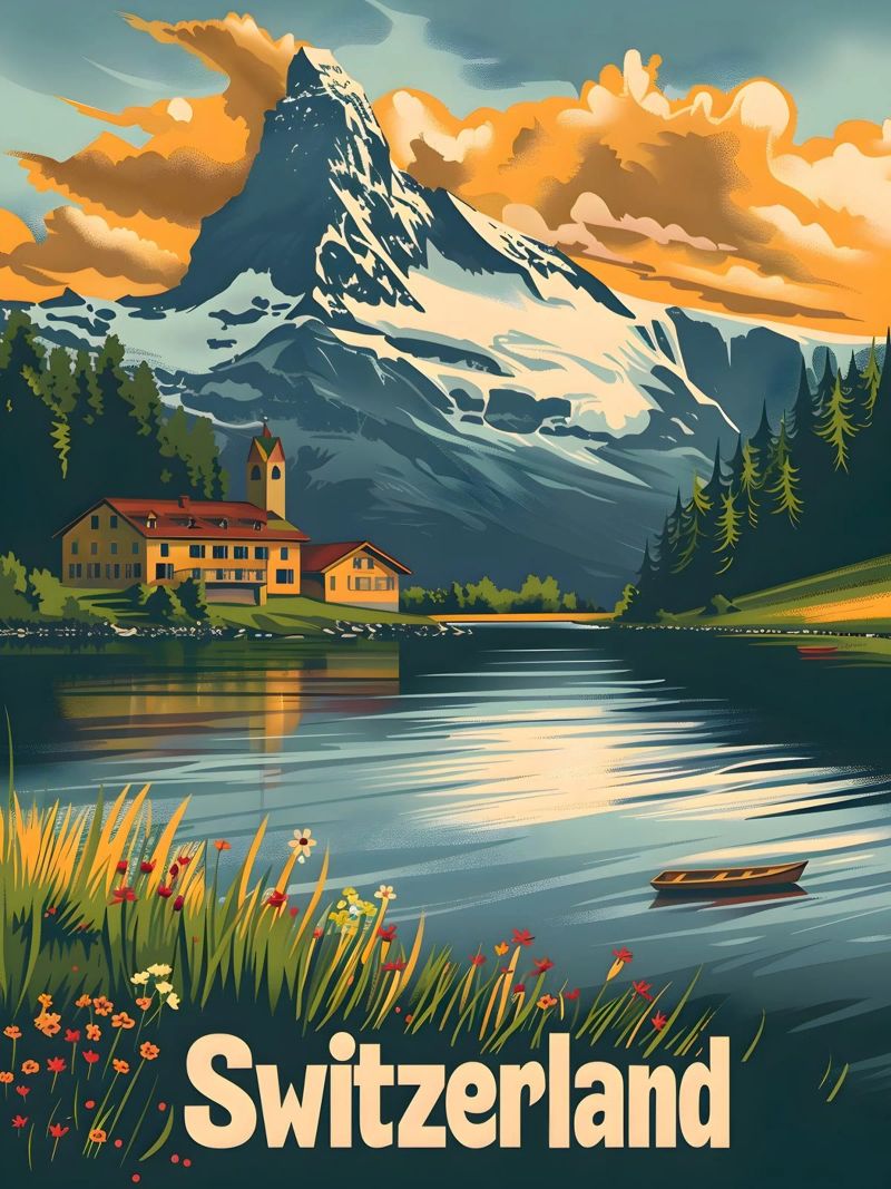 Schweiz vintage Reiseposter Poster von Vintage Travel Art