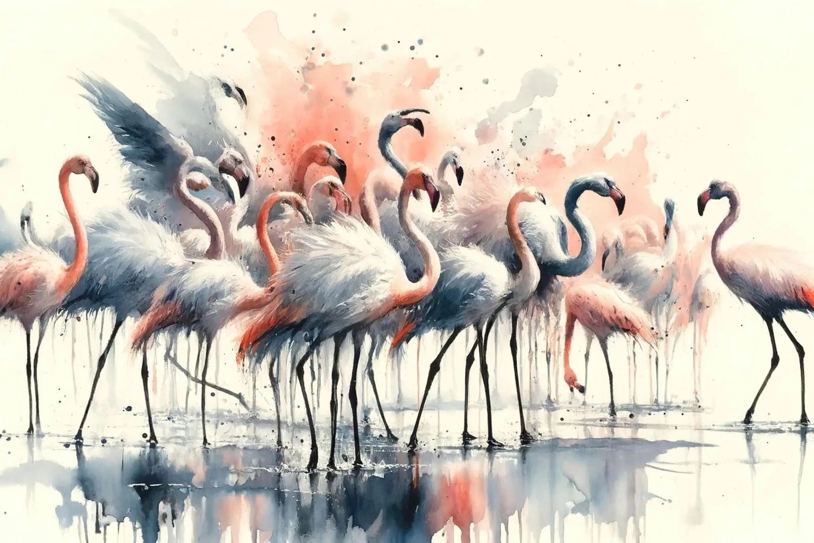 L'élégance des flamants roses au repos poster de Chromatic Fusion Studio