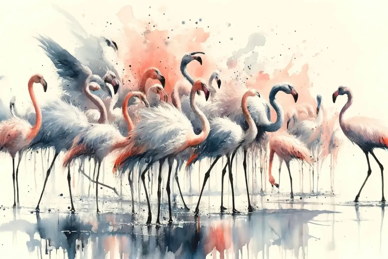 Elegantie van flamingo's in rust canvas van Chromatic Fusion Studio