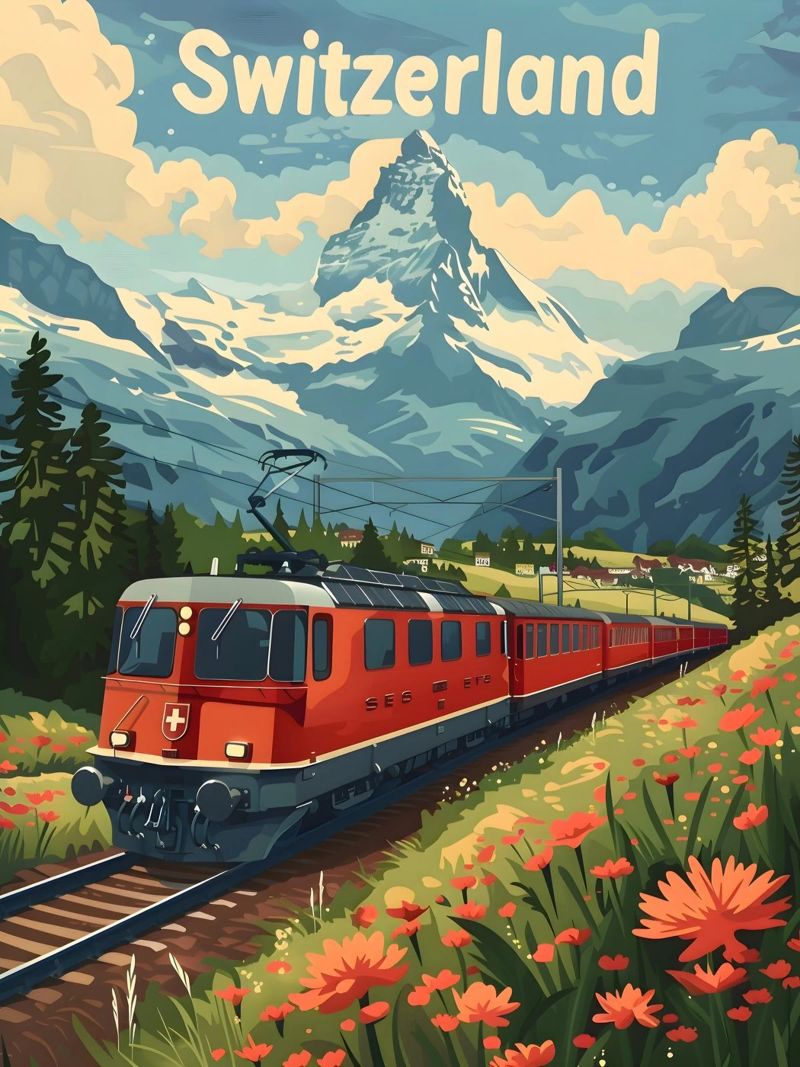 Schweiz Reiseposter Poster von Vintage Travel Art