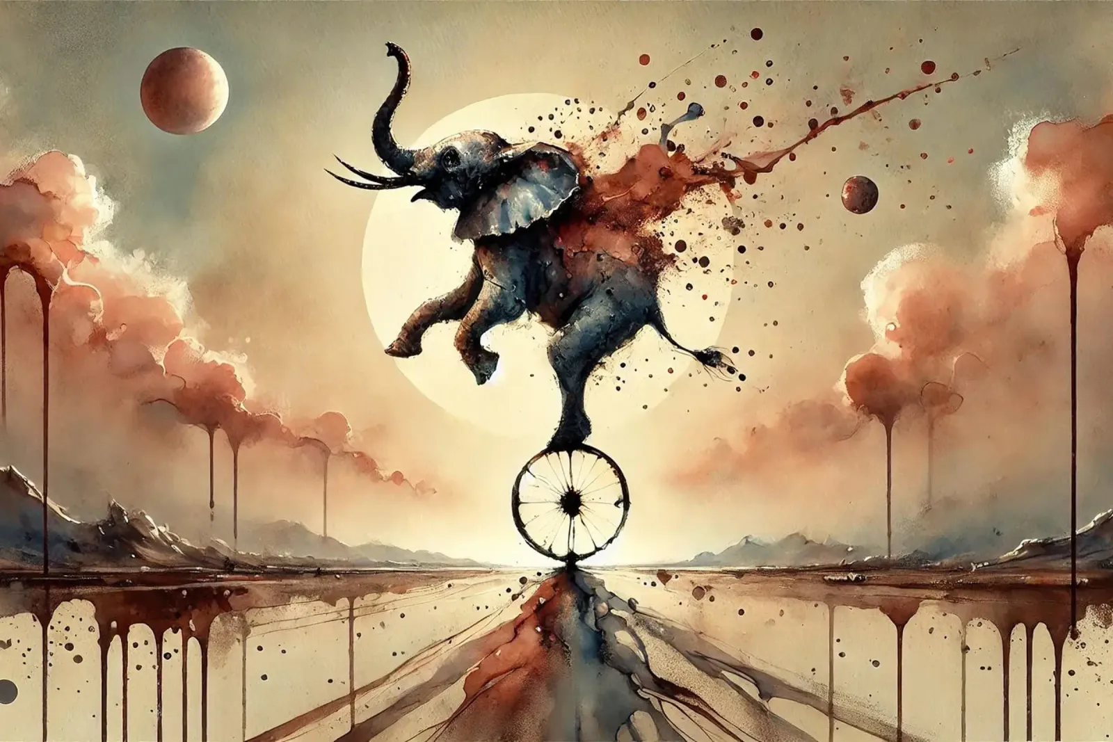 Elephant Balancing Act canvas by Chromatic Fusion Studio