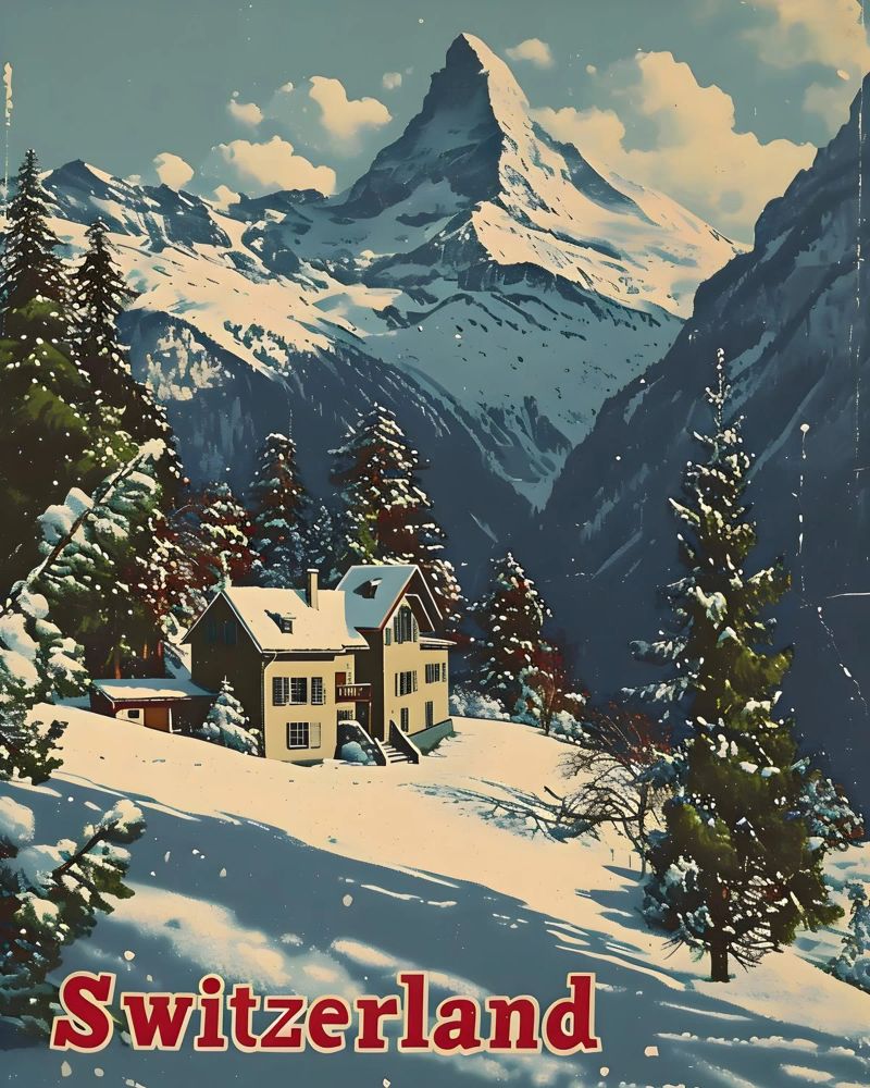 Schweiz Alpen Poster von Vintage Travel Art