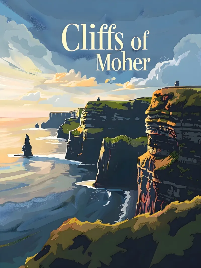 Cliffs of Moher plexiglass da Vintage Travel Art