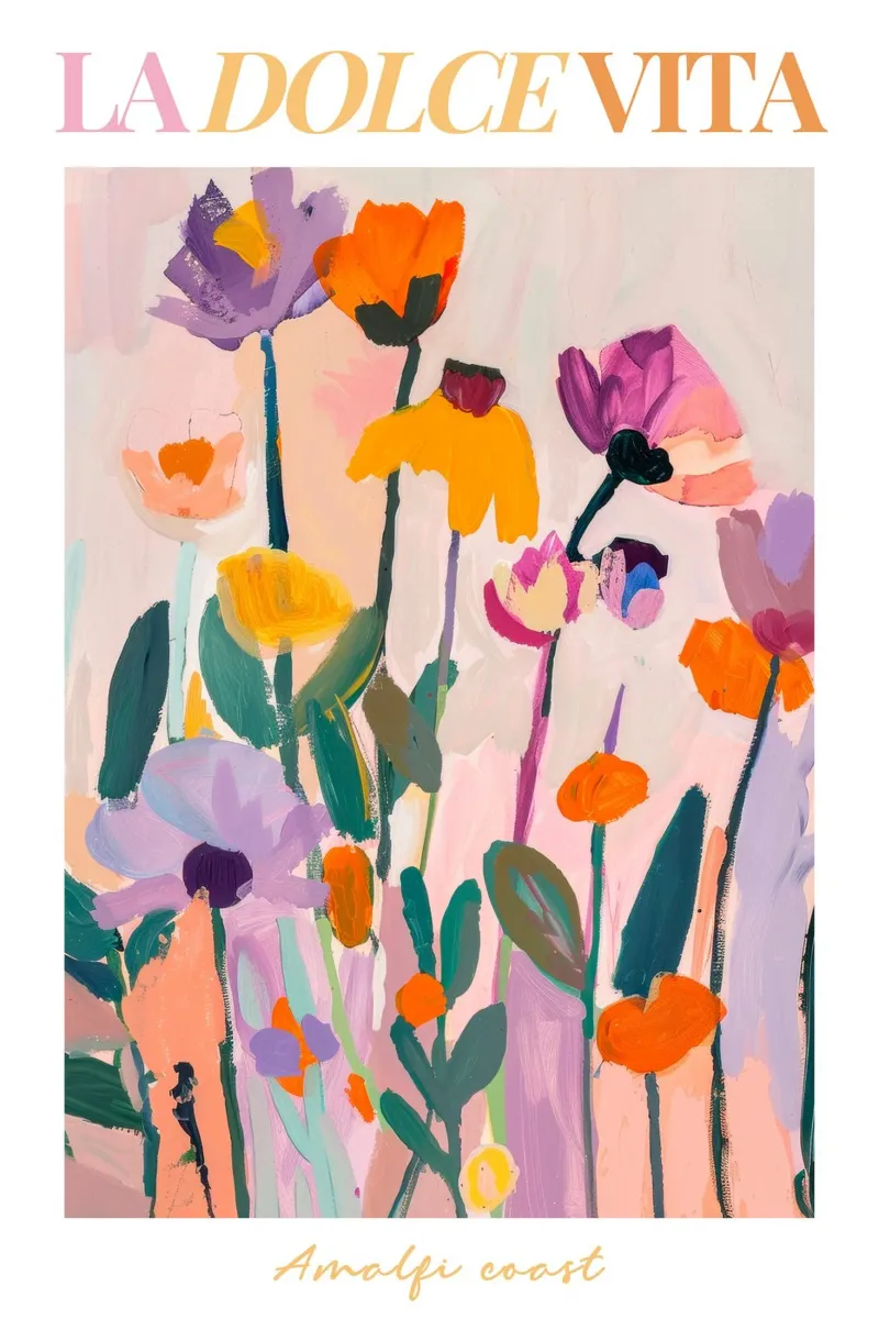 Abstract Flower Print, Modern Floral Art, Botanical Print canvas with Floater frame by Boheme