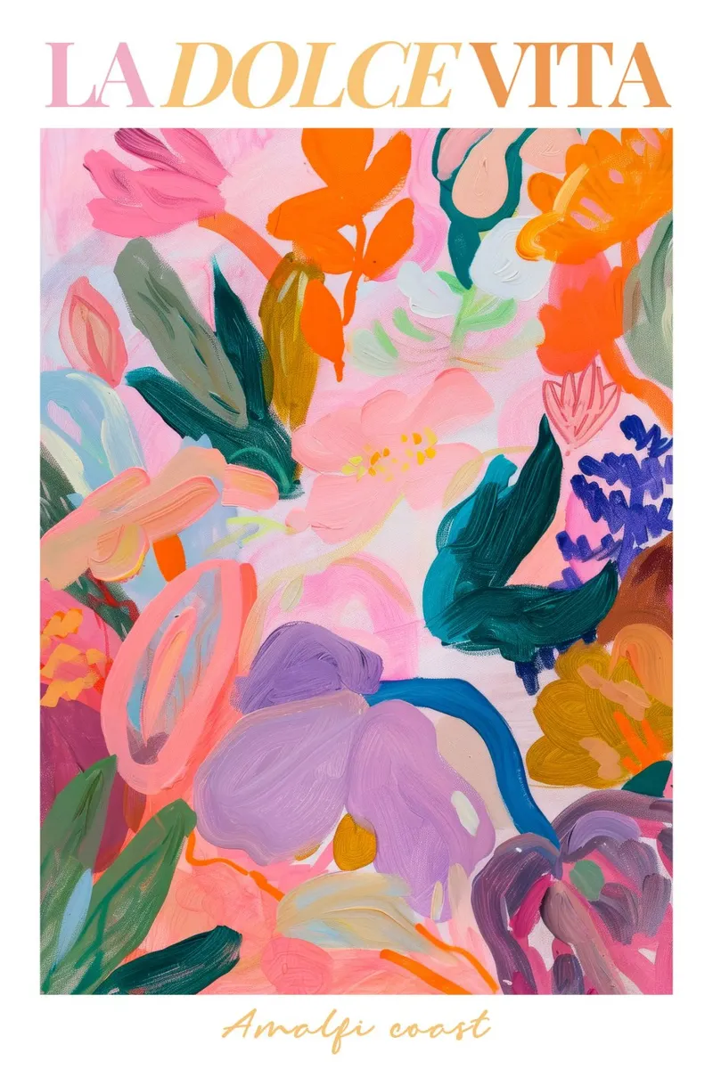 Abstract Flower Print, Floral Poster, Modern Abstract Print canvas with Floater frame by Boheme