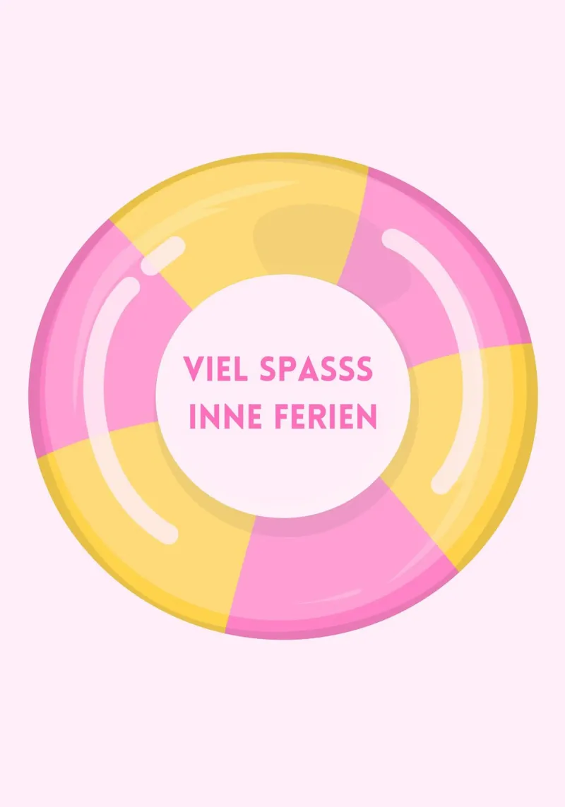 Schwimmreifen - rosa, gelb - Ferien - Spruch - Ruhrgebiet poster with aluminum frame by keinkonzept