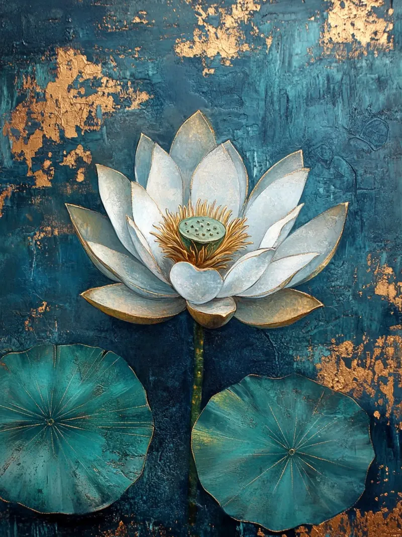 Witte lotus canvas van Art-Nouveau-Dsg