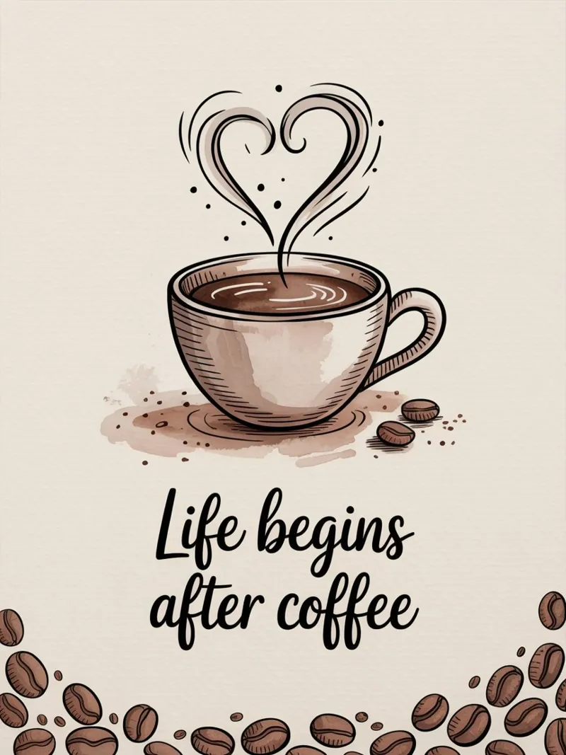 "Das Leben beginnt nach dem Kaffee" - Morgenritual Kunst Hahnemühle von logic